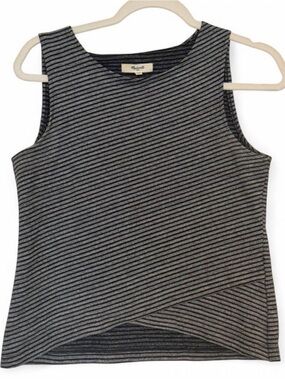 Madewell Black & Gray Striped Sleeveless Tank